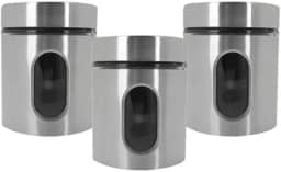 Kit Com 3 Potes Pequenos Vidro Vítreo Revestido Em Inox 630ML Com Tampa e Visor - Ideal para Armazenar Café, Açucar, Sal, Grãos e Mantimentos - Super Resistente - Cantinho Do Café