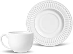 Porto Brasil Conjunto com 6 Xícaras de Chá com 6 Pires Roma Branco