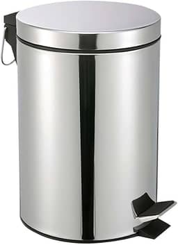 Lixeira de Aço Inox 5 Litros com Pedal Antiderrapante Balde Removível Alça para Transporte Ideal para Cozinha Banheiro Escritório Premium