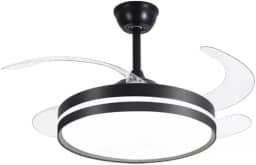 Ventilador Retrátil Led 3 Cores De Luz Silencioso Moderno Preto