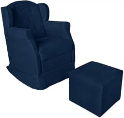 Poltrona de Amamentação Balanço Com Puff Platinum Decor (Azul Marinho)