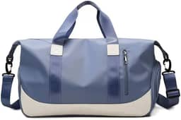 Bolsa de viagem portátil bolsa de bagagem de viagem de curta distância de grande capacidade leve separação seca e molhada bolsa de fitness esportiva impermeável (azul)