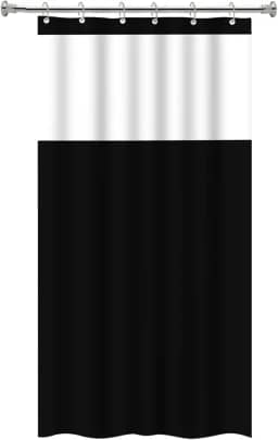Cortina para Box de Banheiro em PVC com Visor 1,38m x 1,98m Impermeável Antimofo Preta