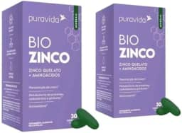 Kit com 2 Bio Zinco 30 Cápsulas – Zinco Quelato com Aminoácidos para Imunidade e Metabolismo