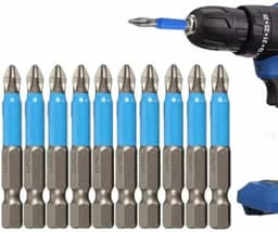 Jogo com 10 Bits Philips Imanetados – Ideais para Furadeira e Parafusadeira, Antiderrapantes e de Alta Precisão, Fixação Segura com Ponta Magnética, Reparos e Uso Profissional.