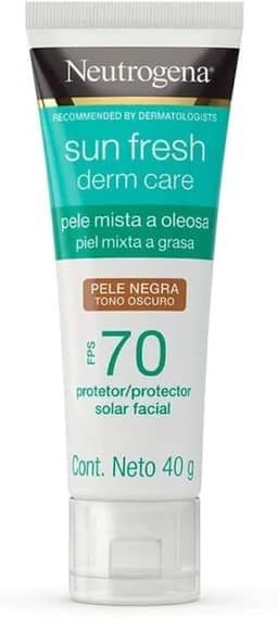 Protetor Solar Facial Para Pele Oleosa Neutrogena Sun Fresh Derm Care Pele Negra FPS 70, 40g