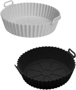 Kit com 2 Peças de Forma Redonda em Silicone para Air Fryer – Reutilizável Resistente ao Calor Livre de BPA – Cores Sortidas