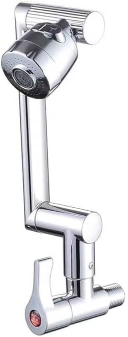 Torneira Gourmet de Parede 360° em Aço Inox – Torneira Giratória para Cozinha e Banheiro com Duplo Jato(Torneira de parede-prata)