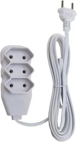 Force Line - Extensão Slim 3 Tomadas Bipolar Bivolt 3 Metros, Branco