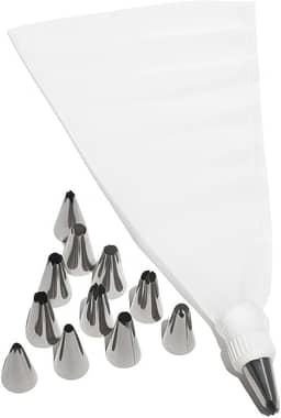 Kit de Bicos de Confeitar com Manga Reutilizável 12 Bicos de Aço Inoxidável Profissional
