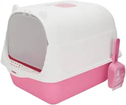 GenéricoCaixa de areia banheiro de gato fechado grande completo peneira bandeja filtro + pá(Rosa)