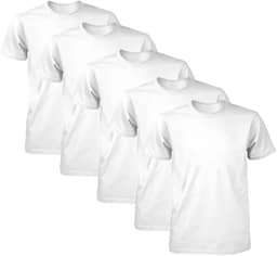 Kit 5 Camisetas Brancas Masculinas Lisas 100% Algodão - Abafarto