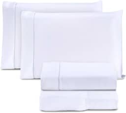 Jogo de Cama Casal Queen Percal 400 Fios Ponto Palito 04 Peças, Antiácaro, Não faz bolinha Toque Extra Macio (branco)