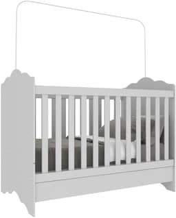 Berço Mini Cama 3 em 1 Grade Soft, Padrão Americano, Multimóveis, Branco Premium