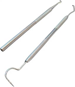 Kit Profissional de Limpeza Dental, 2 Peças, Sonda e Extrator de Tártaro, Aço Inoxidável, Autoclavável