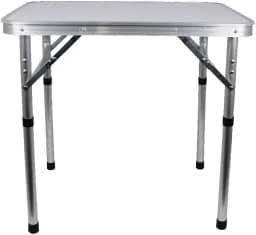 Mesa portátil Dobrável de Alumínio com Tampo em MDF para Camping, Praia, Piquenique, Área de Lazer como Churrasqueira, Tamanho 60cm x 45cm Pequena
