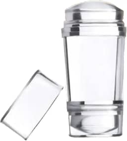 Carimbo De Unha Em Acrílico Para Fazer Francesinha com 2 Taptes Silicone Para Pedicure Manicure com 2 Tapetes Com Desenhos Diferentes (Transparente)