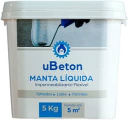 Manta Líquida Impermeabilizante Flexível Emborrachada - Parede Laje Telhado-Balde 5 kg - Ubeton