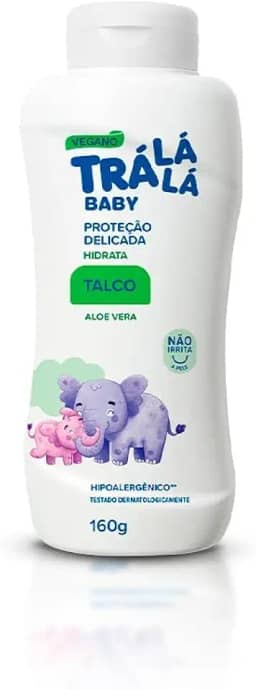 Trá Lá Lá Talco Hidrata Personagem Baby Branco E Verde 160 G