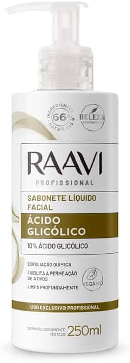 Sabonete Líquido Facial Ácido Glicólico 10% Raavi 250 ml