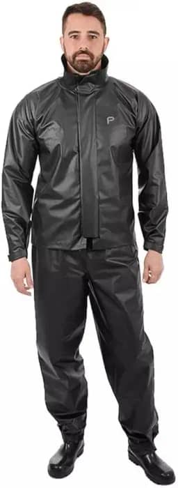 Conjunto Capa de chuva Motoqueiro Tamanho P PVC 0,28mm Combate Com Gola Masculino Preto Pioneira - 2900-M-PRE-P