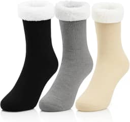 Meia Térmica Forrada De Lã Adulto Unissex KIT 3 Pares - Cores Lisas Tamanho 41 A 47 Ideal Para Frio Intenso