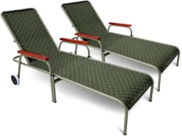 Kit 2 Espreguiçadeiras Piscina Reclinável AcquaFlex Verde-Oliva/Champagne