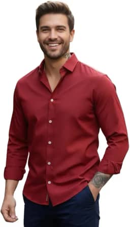 Camisa Social Masculina Manga Longa Gola Italiana confortavel e Elegante para Reunião e Ocasiões Especiais