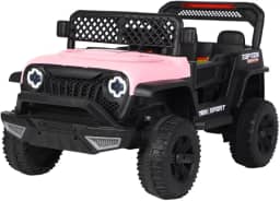 Bang Toys - Carrinho Elétrico Infantil Adventure 12V - com Luzes de LED, Sons, Entrada USB/MP3, Bluetooth, Controle Remoto - Suporta até 50kg - Cor Rosa