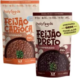 2 UND FEIJÃO TEMPERADO SEM PANELA DE PRESSÃO HOLYFOODS 120G - CARIOCA E PRETO