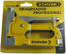 Grampeador Profissional, Amarelo, 3 Tipos de Grampo, 4-14mm, com Estrutura Metálica Reforçada, para Tapeçaria e Estofamento
