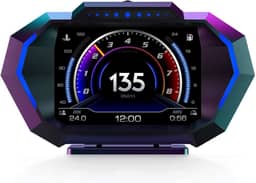 BY-J Car Hud Heads Up Display Velocímetro GPS digital, visor Obd2, medidor de inclinação do ângulo do carro, acelerômetro com velocidade do veículo KM/h MPH, RPM, relógio, aviso de sobrevelocidade,
