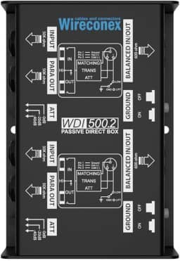 Direct Box Passivo Duplo Wireconex WDI 500.2 Casador de impedância