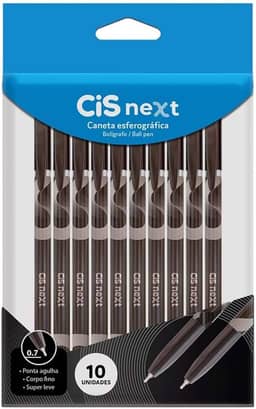 Caneta Esferográfica CIS Next, Preto, Envelope com 10 unidades