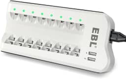 MPOWER - Carregador de Pilha Inteligente Universal com 2 Portas USB para Pilhas Recarregáveis AA, AAA, C, D e 9V | Compatível Ni-MH/Ni-CD | Bivolt | Carregamento Otimizado