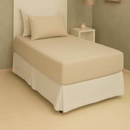 Jogo de Lençol Solteiro 2 Peças Liso Malha 100% Algodão (Bege)