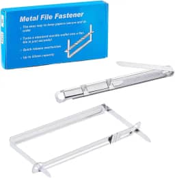 SUPERFINDINGS 150 peças fixadores de papel com pinos para ferro com 2 furos, capacidade de 9 cm, fixador de arquivo de metal para pasta de folhas soltas, compressor de perfuração padrão de 2 furos