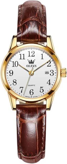 Relógio Feminino De Pulso Social Dourado Pulseira Em Couro