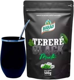 Kit Erva Mate Terere Com Cuia e Bomba Black Menta Premium 500 gr