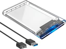 Case para HD Externo 2.5” USB 3.0 Transparente | Compatível com SSD e HDD SATA para Notebook, PC, PS4 e Xbox | Design Slim, Instalação Rápida, Alta Velocidade e Proteção Avançada