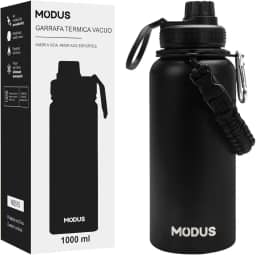 MODUS Garrafa Térmica Esportiva De Aço Inoxidável Com Isolamento A Vácuo De 1000ML (Preto)