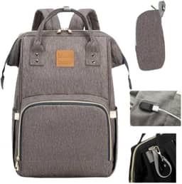 Bolsa Mochila Maternity Land Original Tradicional Com Usb+Bolsinha Porta Mamadeiras+Par de Ganchos (Cinza)