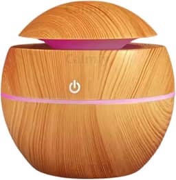 Umidificador de Ar Difusor de Aromas Ultrassônico 130ml - Óleos Essenciais, Luz LED, Bivolt - Silencioso e Portátil para Casa e Escritório (Madeira Claro)