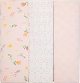 Kit 3 Cueiros Flanelados Dupla Face 100% Algodão – Estampados, Macios, Confortáveis p/Bebê, 80x50cm (Tulipa)