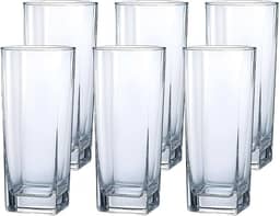 Jogo de 6 Copos de Vidro Texas 315 ml Design Quadrado Elegante e Resistente Ideal para Suco Água Refrigerante Drinks e Café Transparente para Cozinha Bar e Restaurante