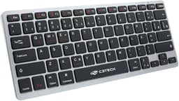 C3Tech, K-BT50BK, Teclado Bluetooth Recarregável, sem fio, compacto atalhos Multimidia Anti-Respingo bateria interna recarregavel com cabo USB tipo C, Preto