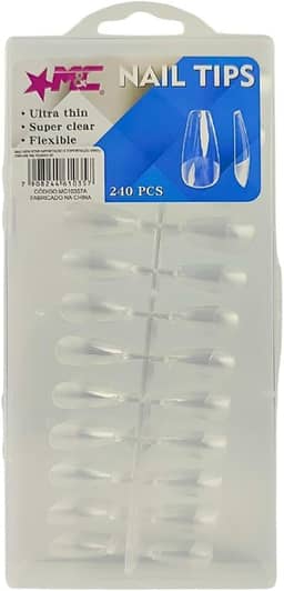 Unhas Postiça Soft Gel transparente flexível Bailarina 240un