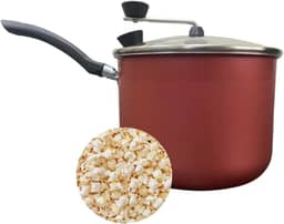 Panela Pipoqueira Antiaderente 4,3 Litros Tampa de Vidro Alumínio 20 cm Vermelho Cereja