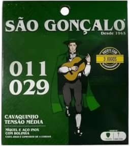 Kit com 3 Encordoamentos para Cavaco São Gonçalo Níquel 011-029