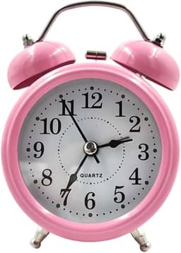 Relógio Despertador Bem Alto Modelo Antigo 2 Sinos Metal Vintage(Rosa)